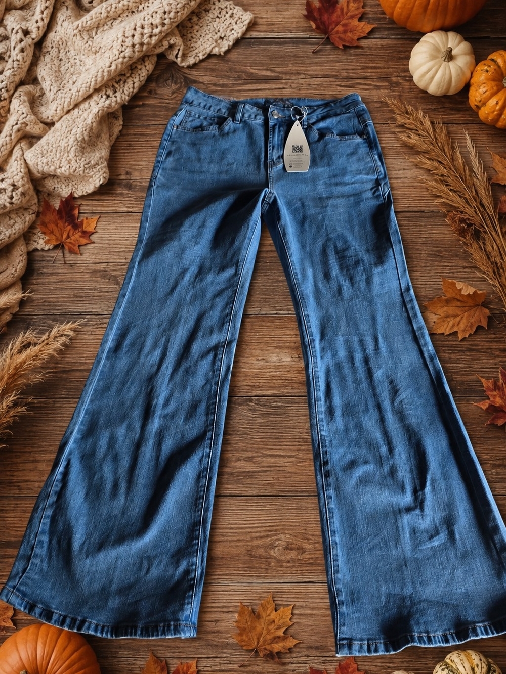 High-Rise Blue Wide-Leg Jeans for Women